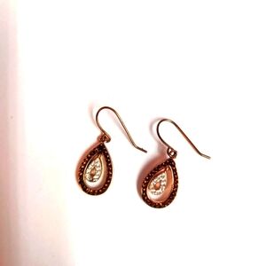 Brown and white crystal earrings
